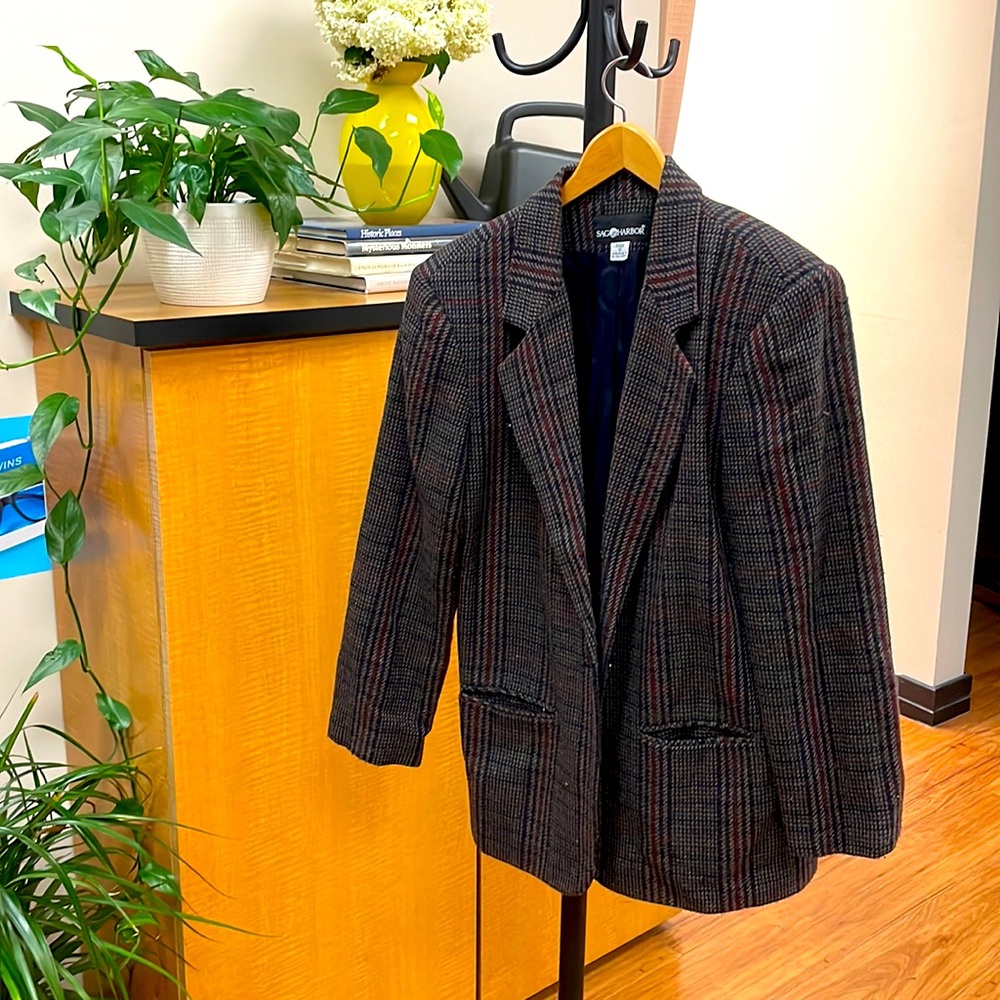 Vintage Wool Blazer Size 12 Unique Colors Brown Navy Hunter Green Maroon Taupe